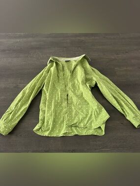 Lime Green Polka Dot Button-Up Shirt